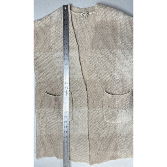 Toad Co Sweater Womens Small Cardigan Wool Blend Plaid Beige Cream Open Cozy - Picture 8 of 9